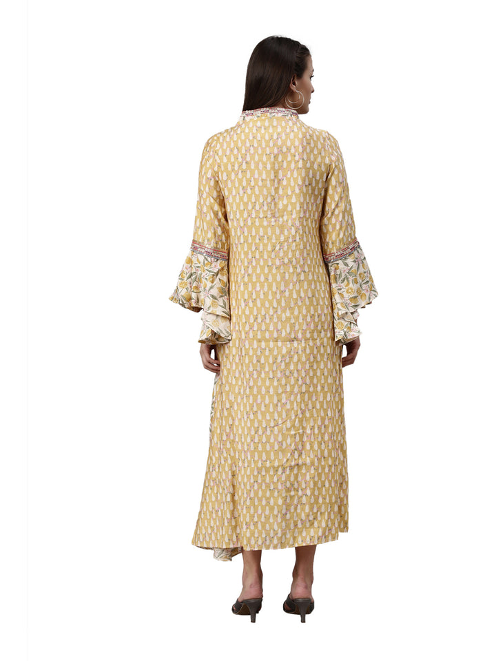 Neerus Yellow modal printed kurti - detail view 2