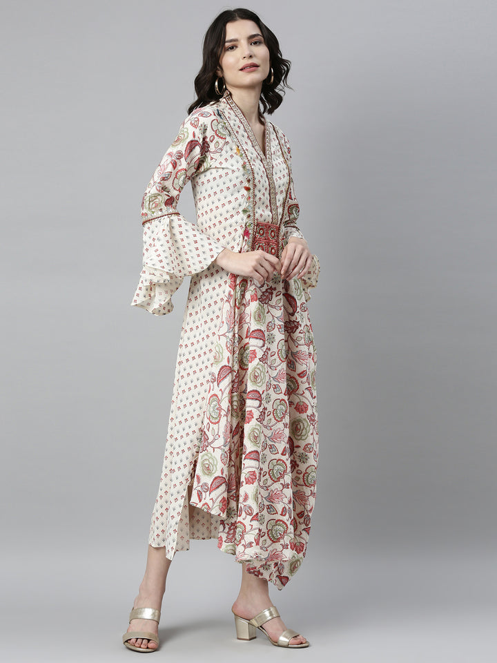 Neerus Beige shantoon printed kurti - detail view 1