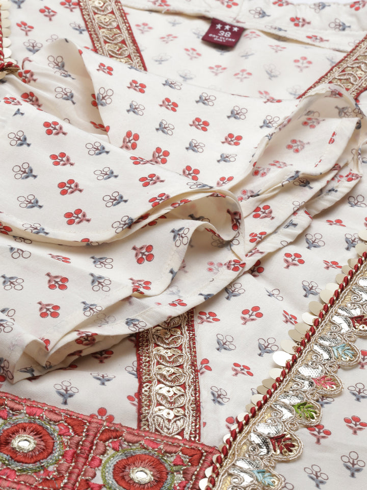 Neerus Beige shantoon printed kurti - detail view 4