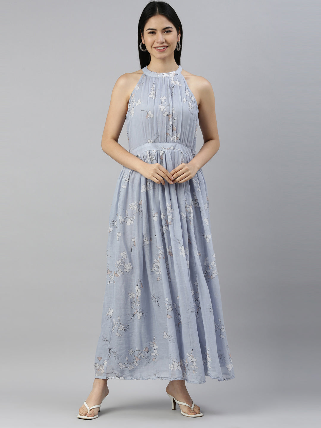 Neerus L Gray Color Georgette Fabric Kurta