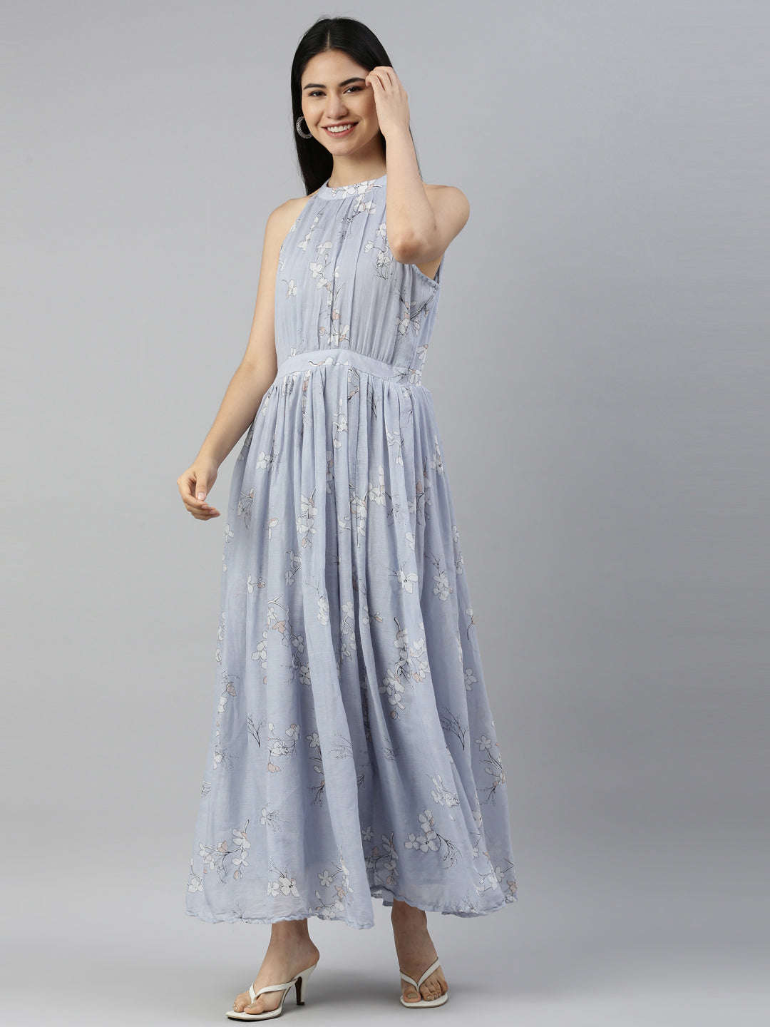 Neerus L Gray Color Georgette Fabric Kurta