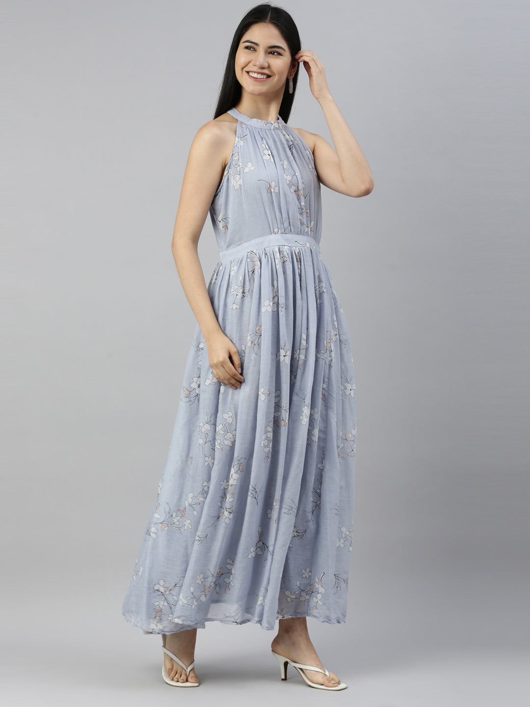 Neerus L Gray Color Georgette Fabric Kurta