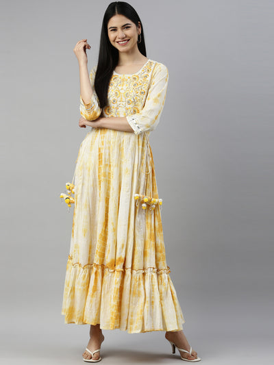 Neeru'S MUSTARD Color CHANDERI Fabric kurta