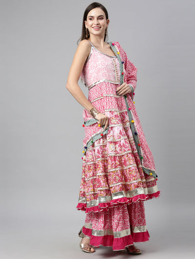 Neeru'S PINK color, Jute Cotton fabric Kurta Sets With Dupatta