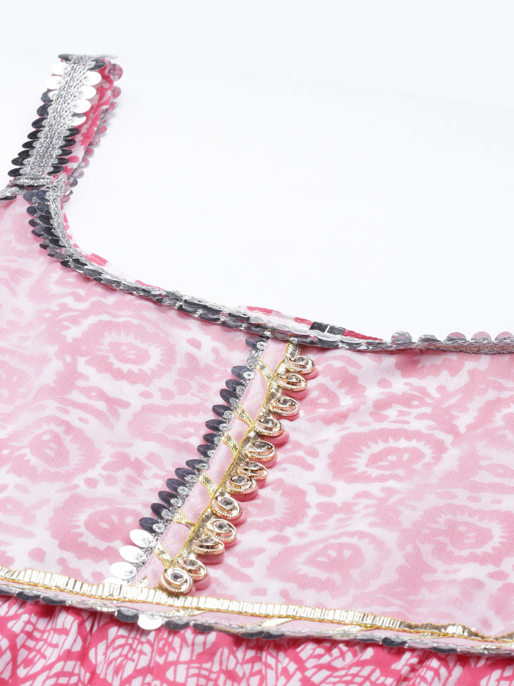 Neerus Pink Color Jute Cotton Fabric Kurta Sets With Dupatta