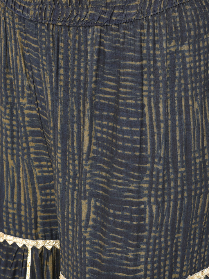 Neerus'S Navy Blue Color Rayon Fabric Suit