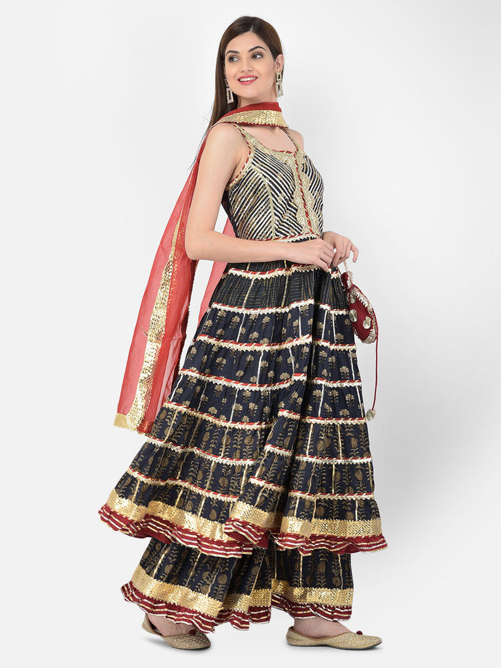 Neerus'S Navy Blue Color Rayon Fabric Suit