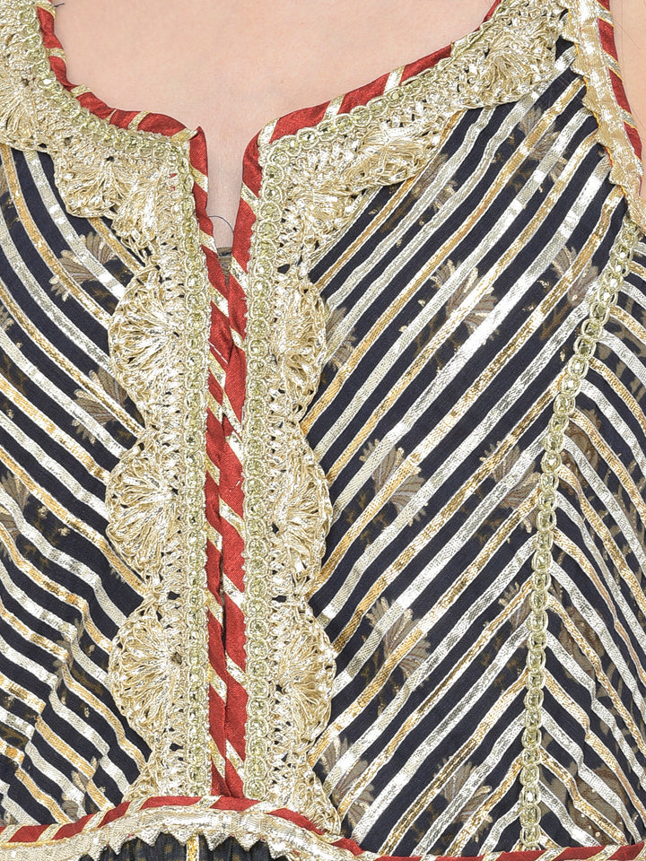 Neerus'S Navy Blue Color Rayon Fabric Suit