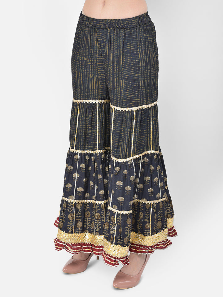 Neerus'S Navy Blue Color Rayon Fabric Suit