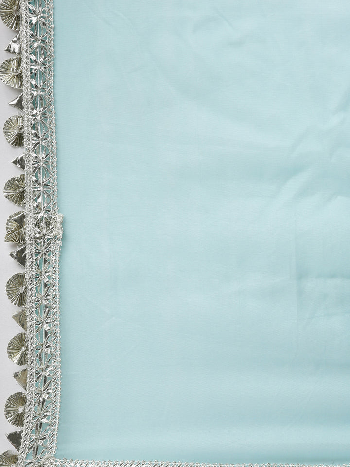 Neerus Blue jute cotton embellished kurta set - detail view 6