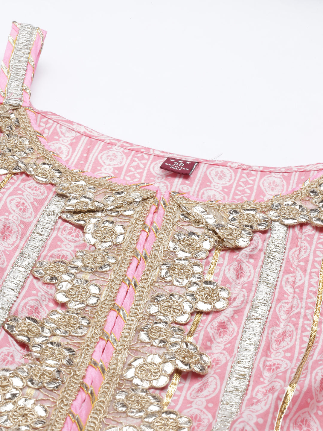 Neerus Blue jute cotton embellished kurta set - detail view 7