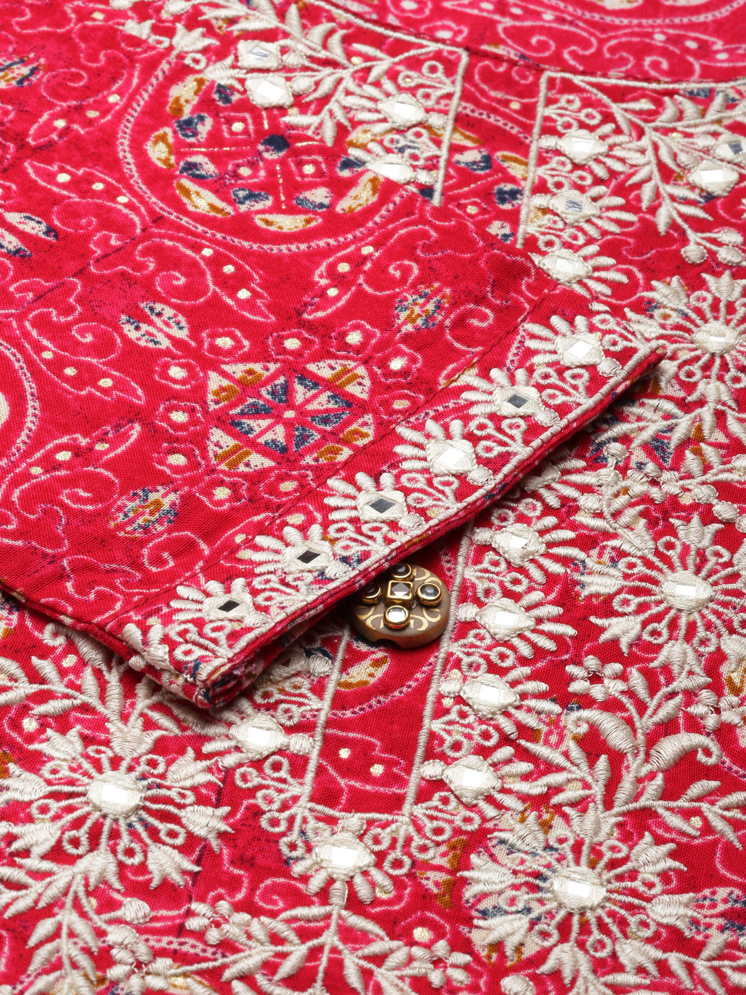 Neerus Pink Straight Printed Viscose Rayon Kurtas