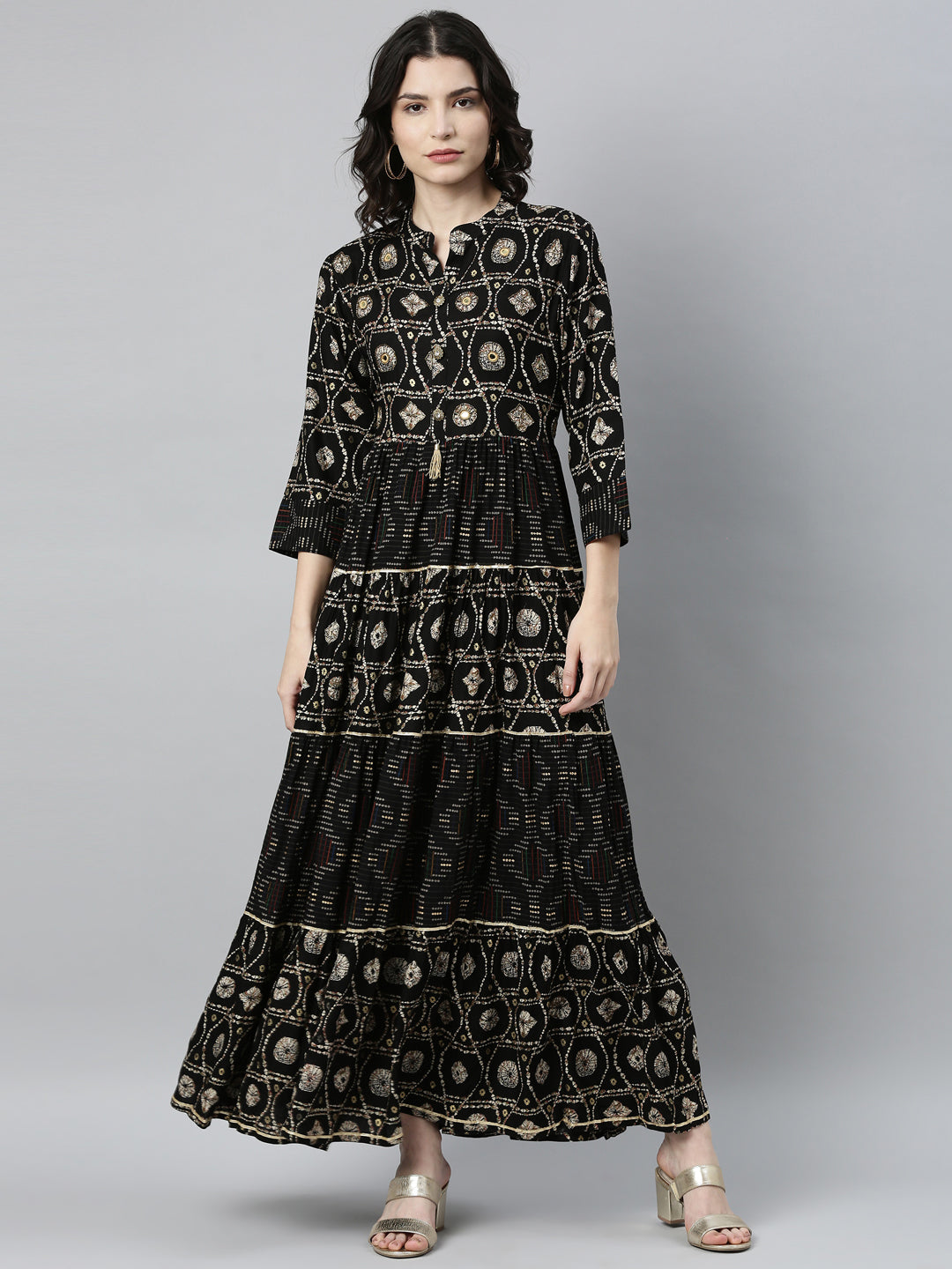 Neeru'S BLACK Color RAYON Fabric Kurta