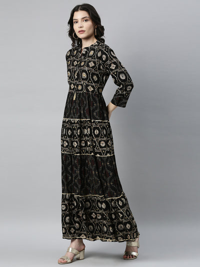 Neeru'S BLACK Color RAYON Fabric Kurta