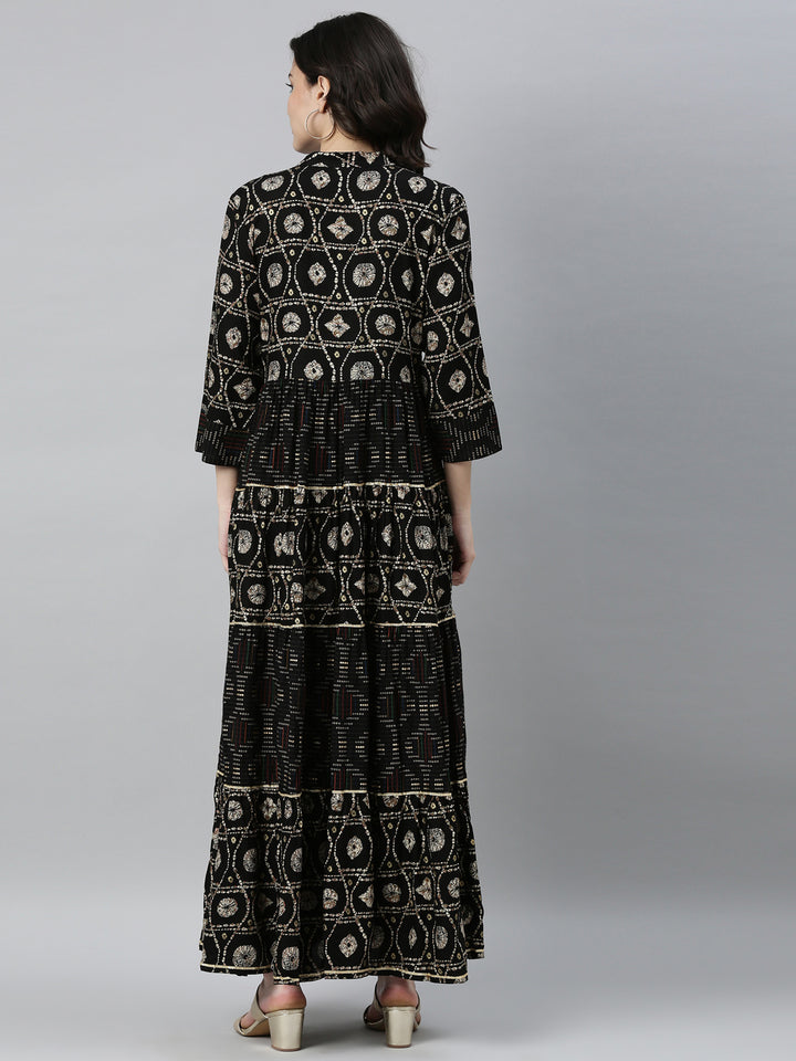 Neerus Black Color Rayon Fabric Kurta