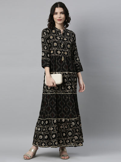 Neeru'S BLACK Color RAYON Fabric Kurta
