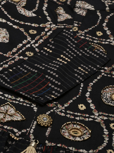 Neeru'S BLACK Color RAYON Fabric Kurta