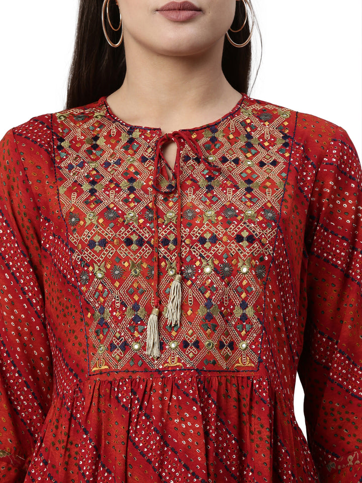 Neerus Maroon Color Rayon Fabric Kurta