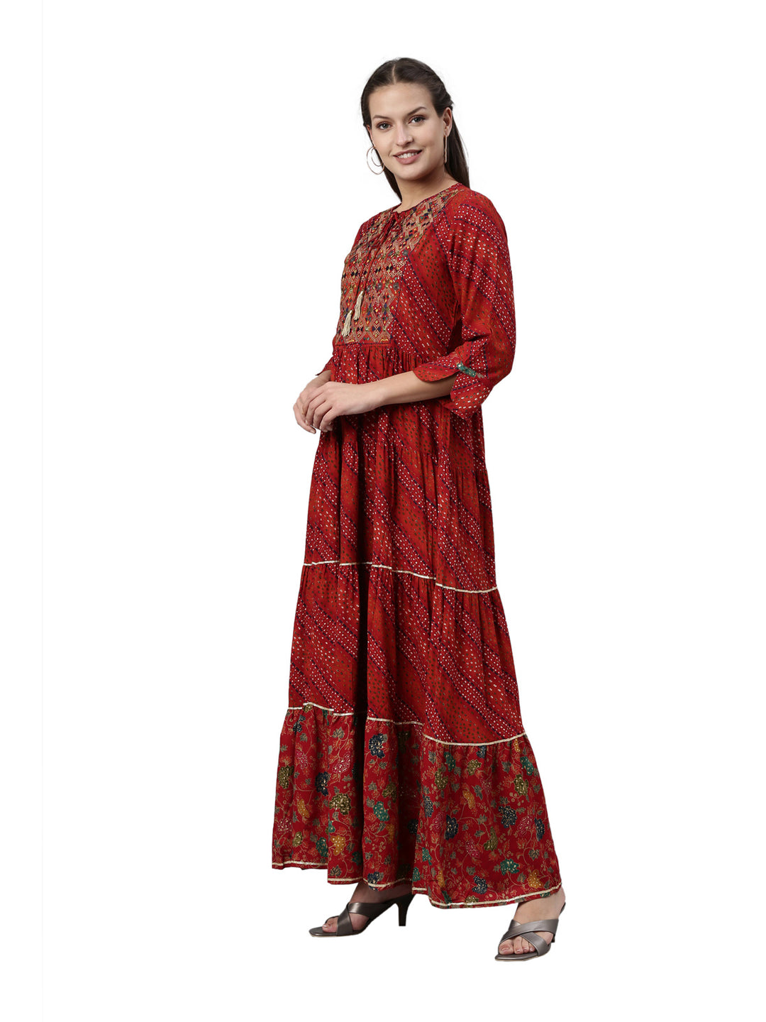 Neerus Maroon Color Rayon Fabric Kurta