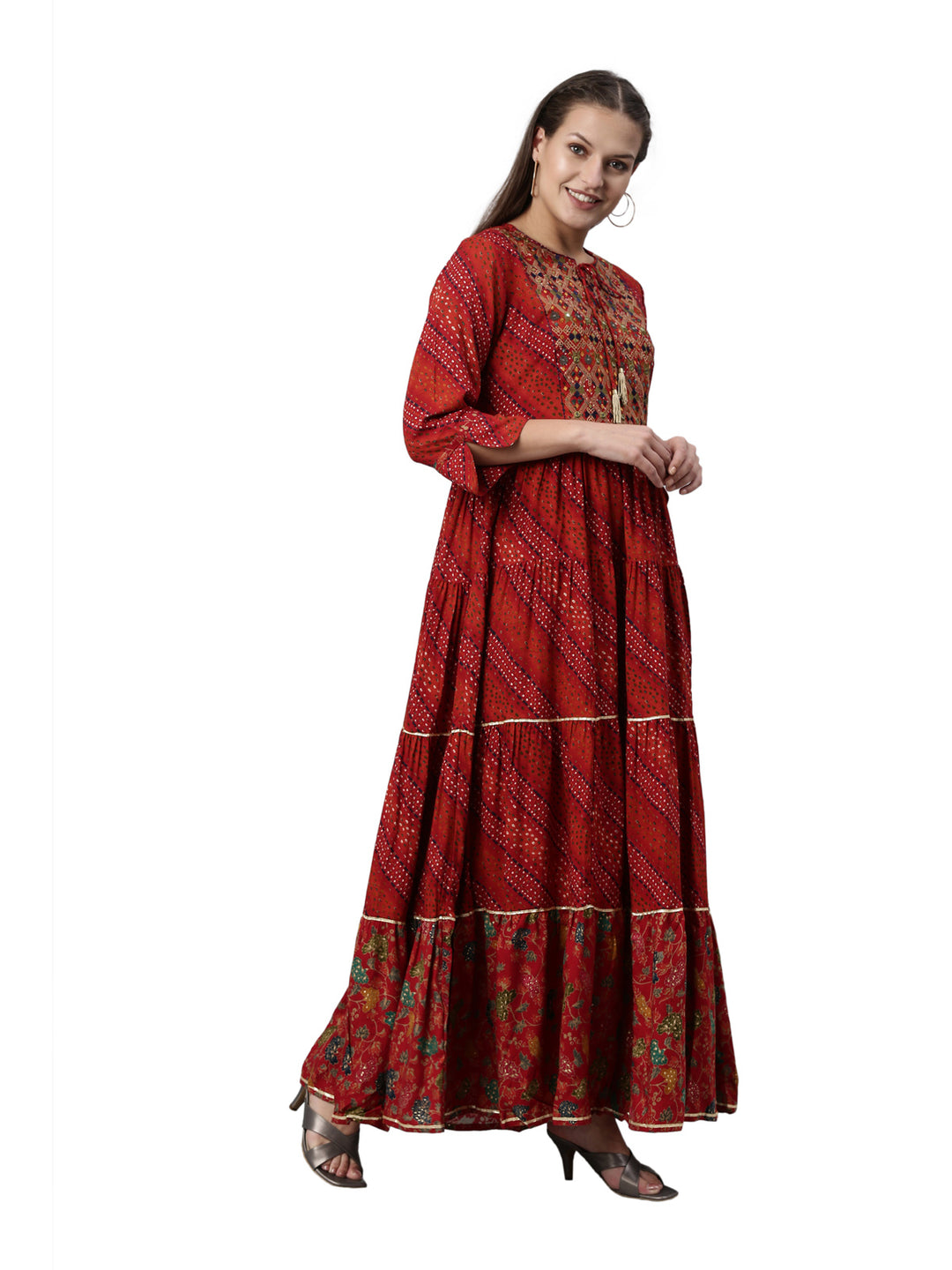 Neerus Maroon Color Rayon Fabric Kurta