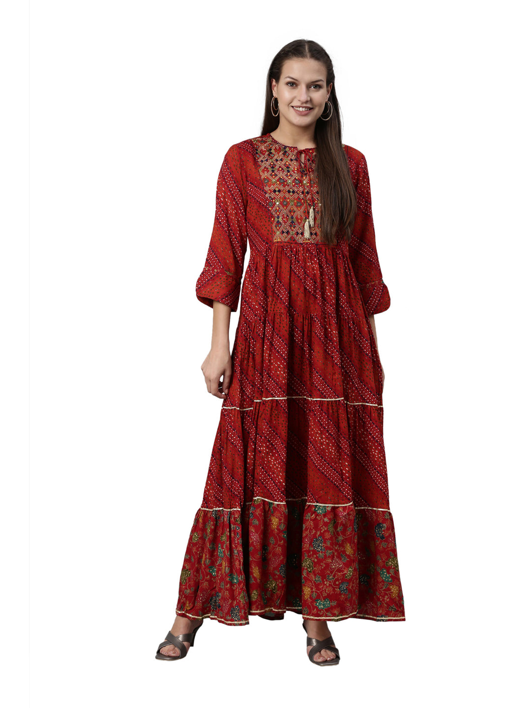 Neerus Maroon Color Rayon Fabric Kurta