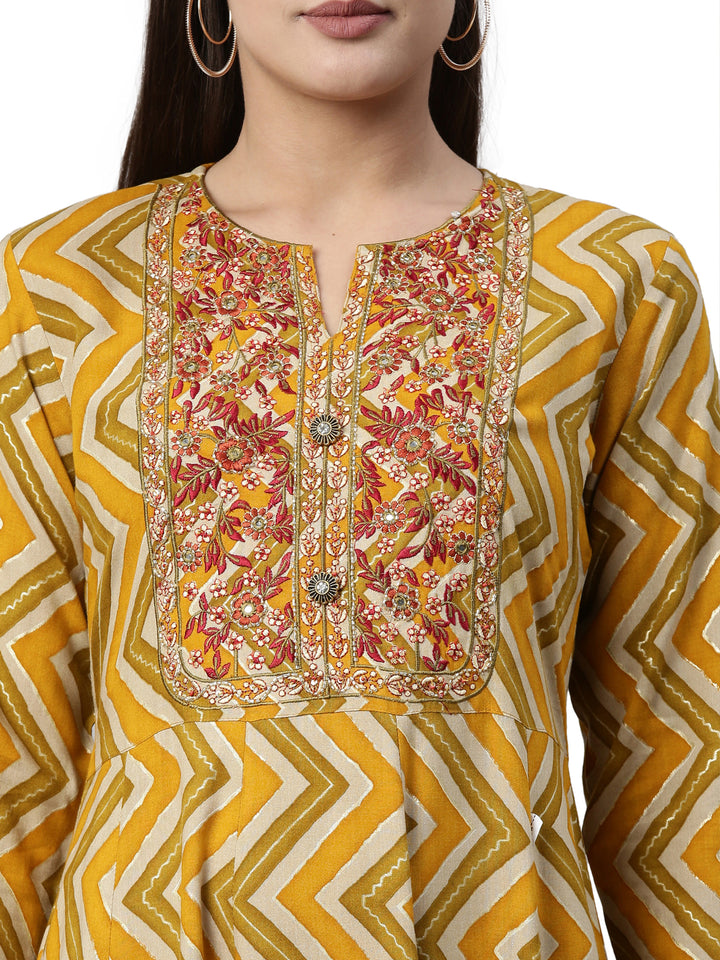 Neerus Yellow rayon solid kurti - back view