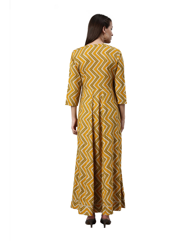 Neerus Yellow rayon solid kurti - detail view 2