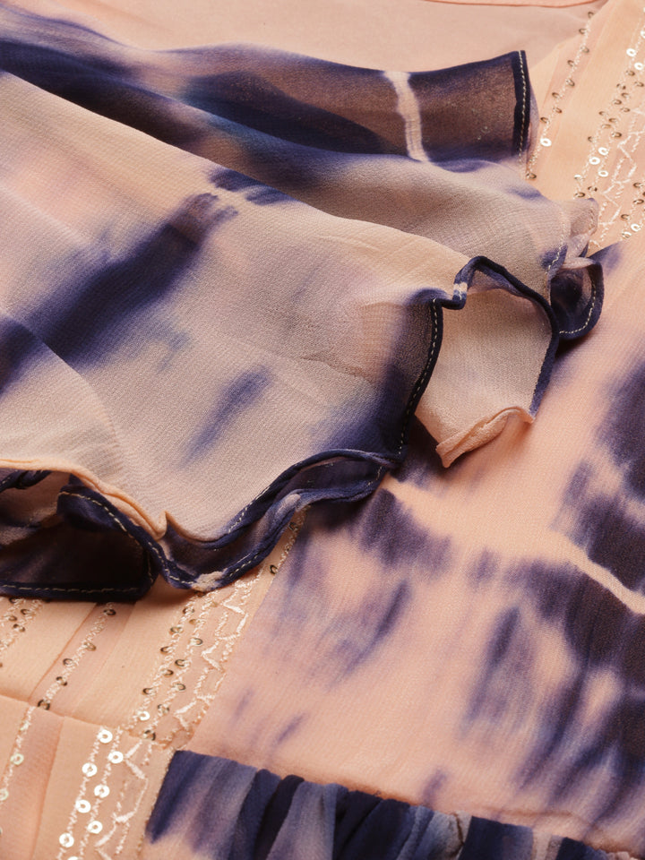Neerus Orange georgette straight kurta - detail view 4
