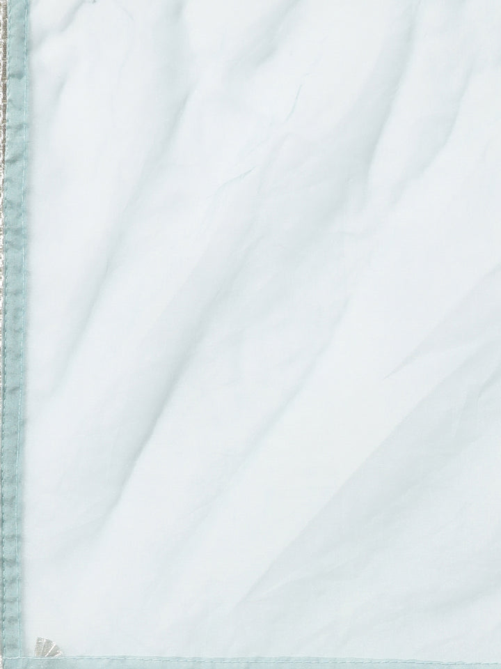 Neerus Sea Green Regular Knee Length Printed Kurta Printed Trousers With Dupatta