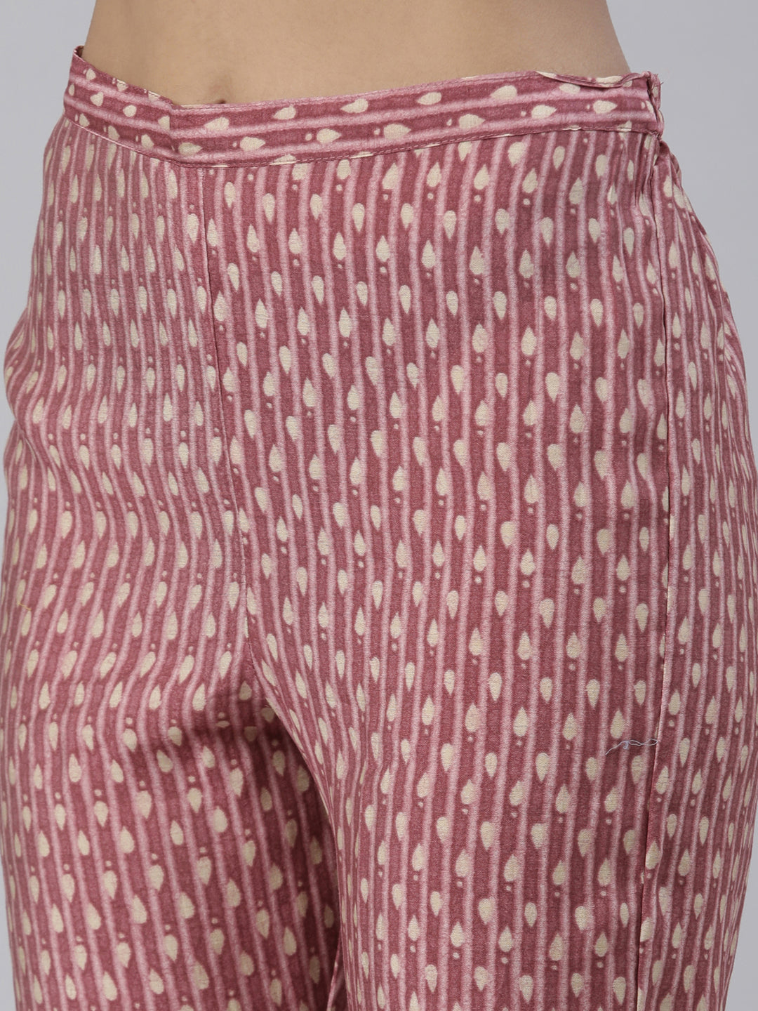 Neerus Pink Regular Knee Length Printed Kurta Printed Trousers With Dupatta