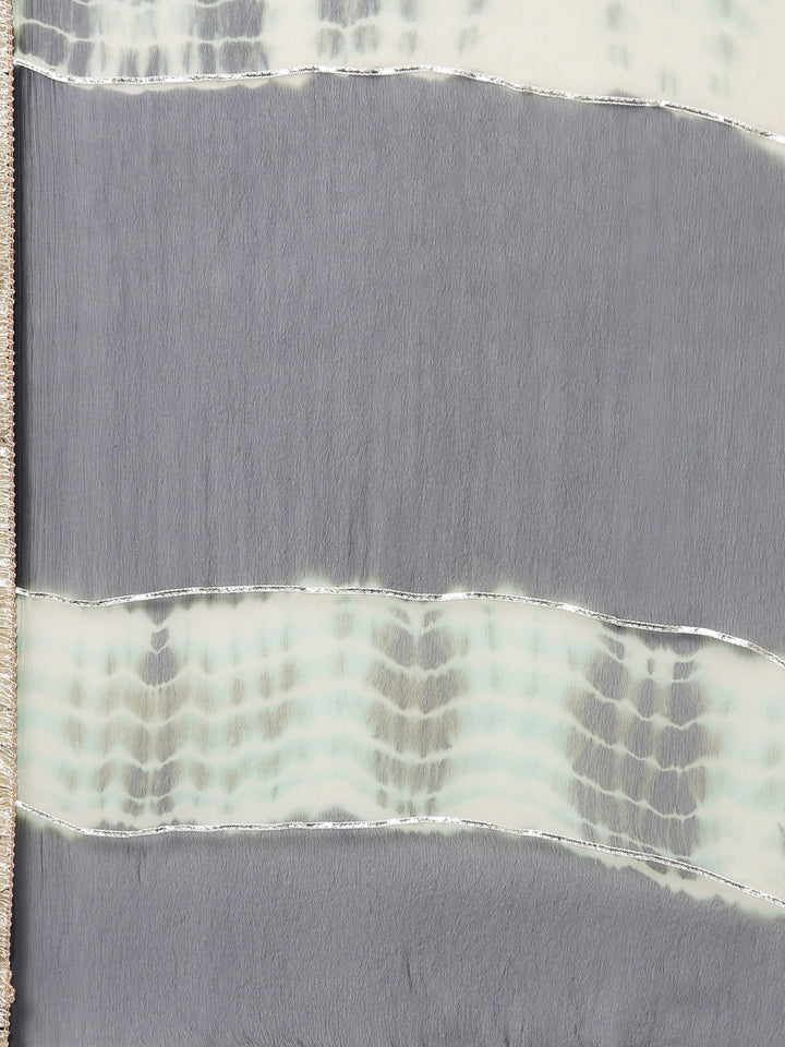 Neerus Navy Blue Regular Knee Length Printed Kurta Printed Trousers With Dupatta