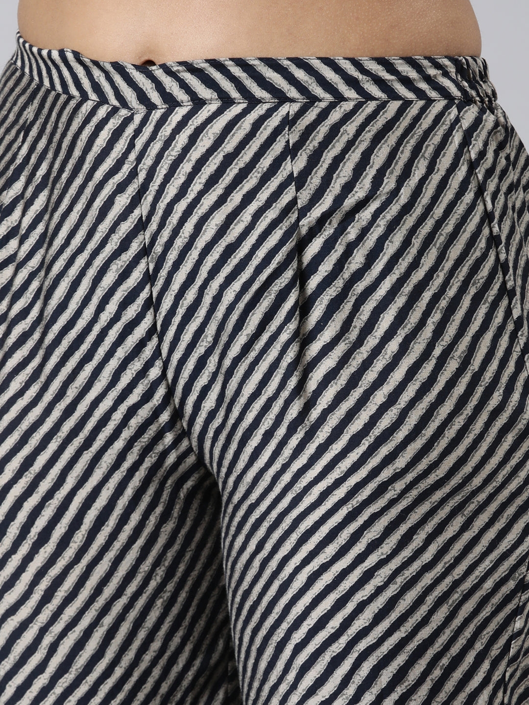 Neerus Blue Viscose Rayon Printed Kurta Set with Trouser and Dupatta - detail view 2