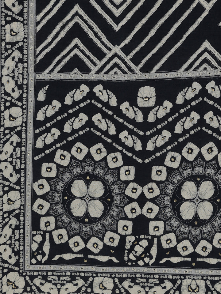 Neerus Blue Viscose Rayon Printed Kurta Set with Trouser and Dupatta - detail view 3