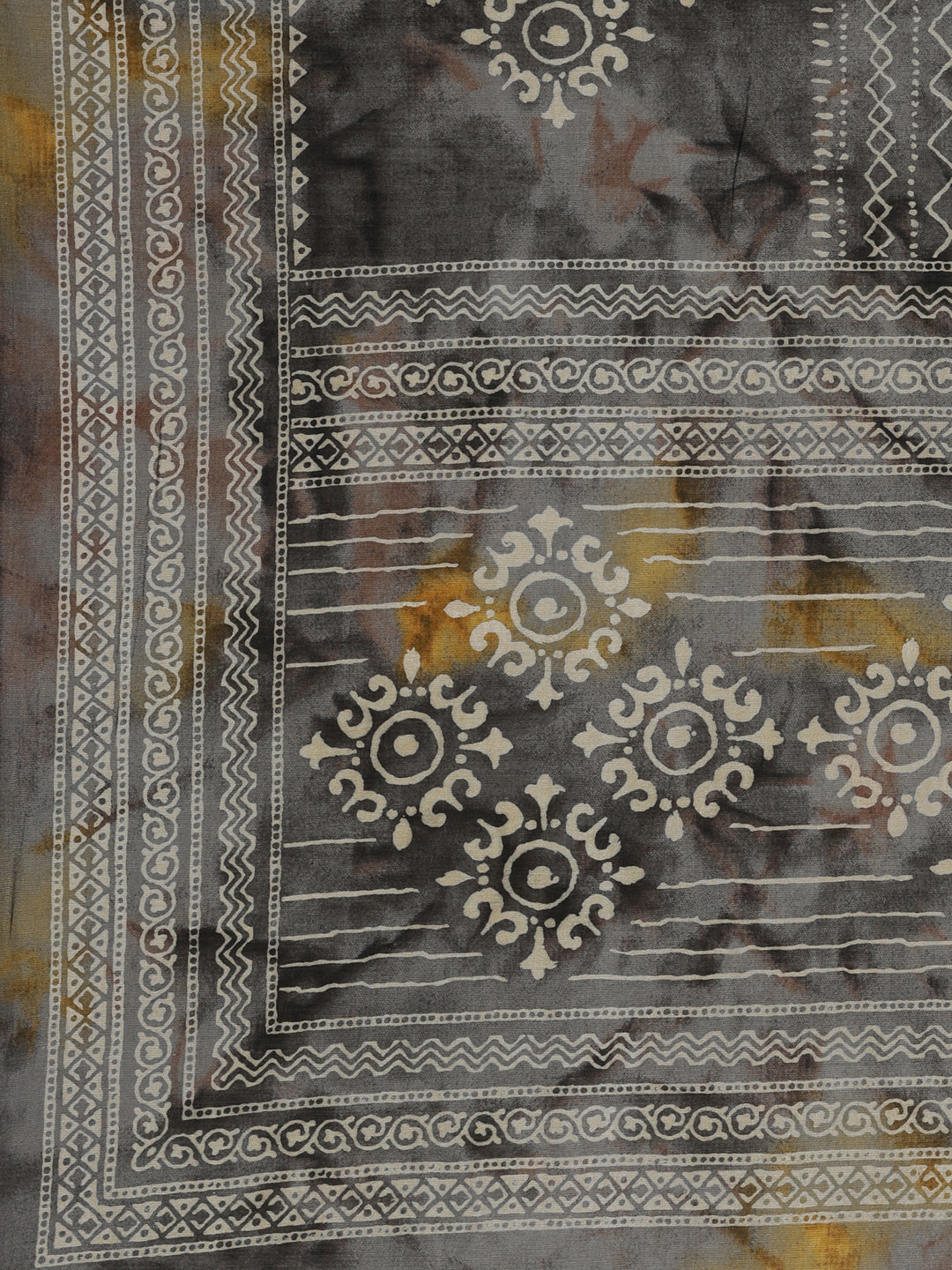 Neerus Grey Regular Calf Length Printed Kurta Printed Trousers With Dupatta