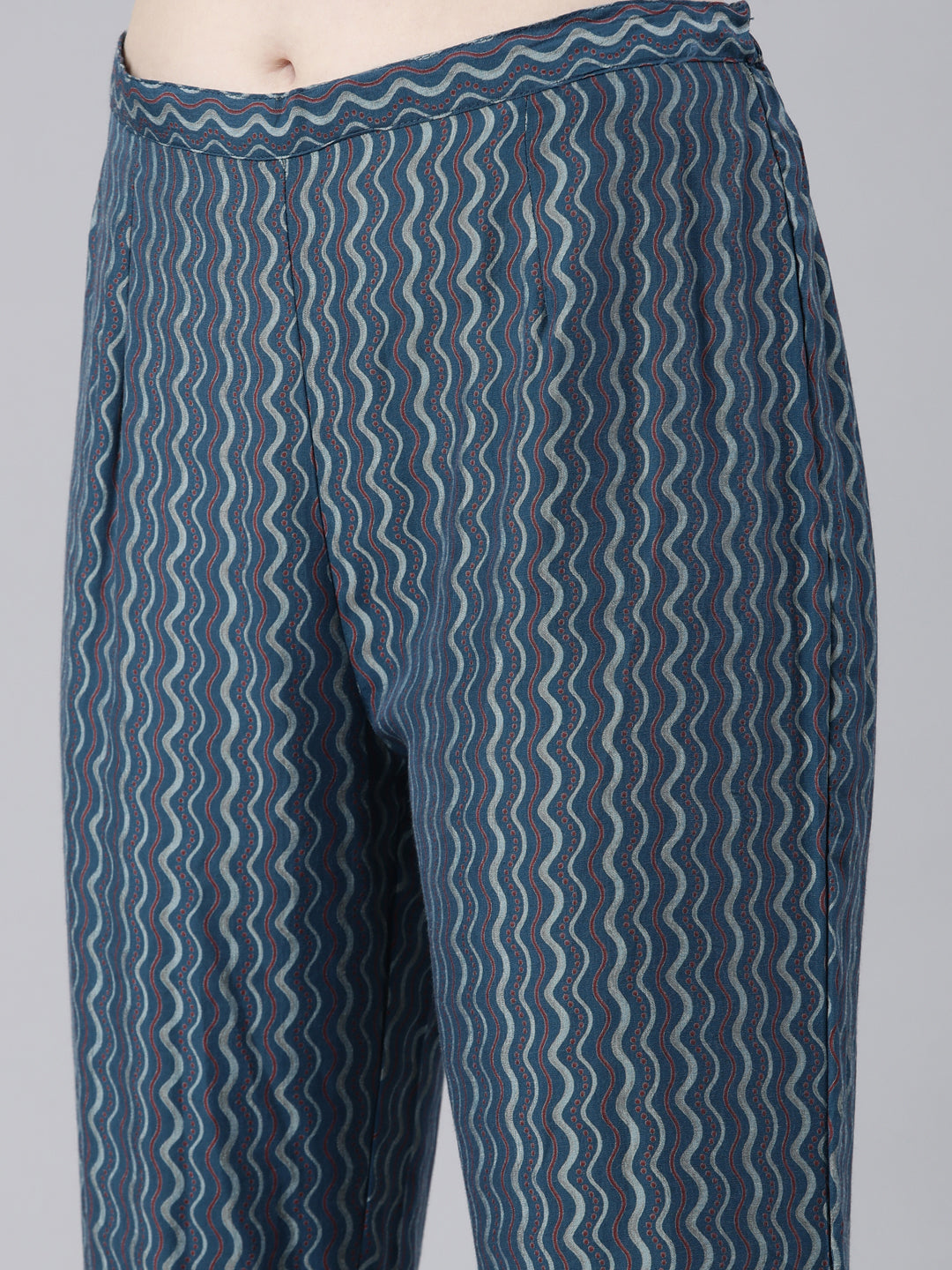 Neerus Blue Regular Knee Length Printed Readymade Suits