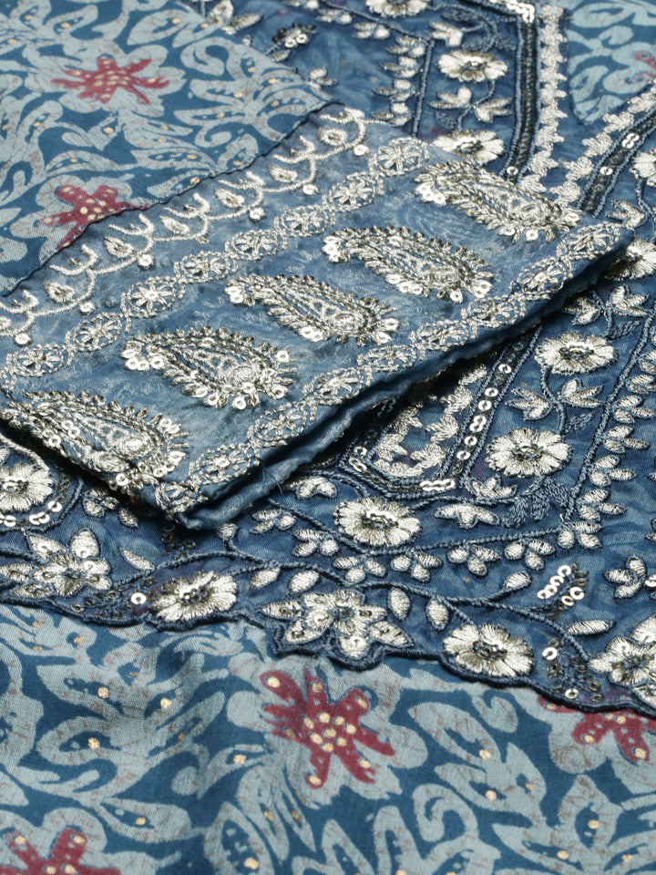 Neerus Blue Regular Knee Length Printed Readymade Suits