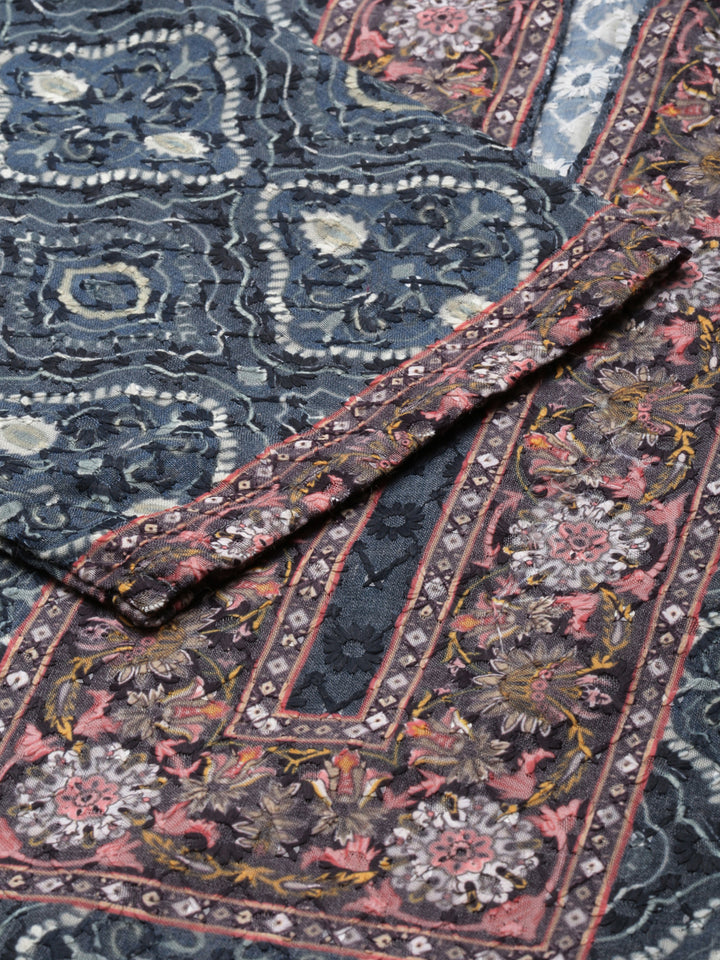 Neerus Olive Straight Printed Chiffon Kurtas