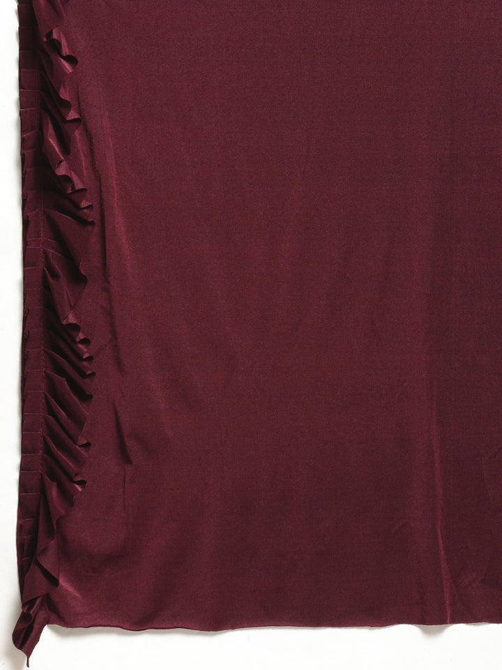 Neerus Maroon Solid Ready To Wear Saree With Blouse