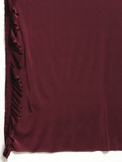 Neeru's Maroon Solid Ready To Wear Saree With Blouse