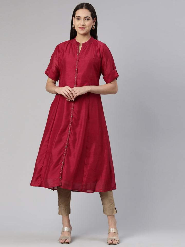 Neerus Purple crepe embellished anarkali kurta - detail view 2