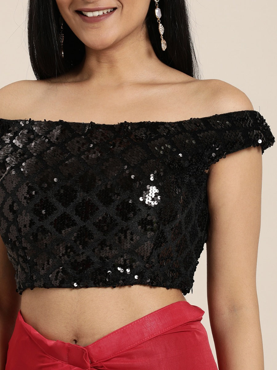 Neerus Red Solid Ready To Wear Saree With Blouse