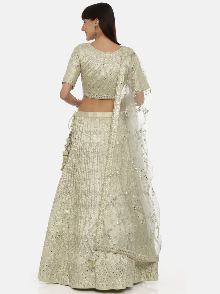 Neerus Pista Color Nett Fabric Ghagra Set