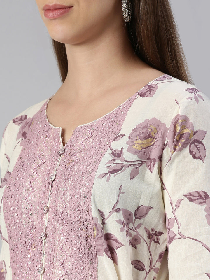 Neerus Purple printed maxi dress - detail view 1