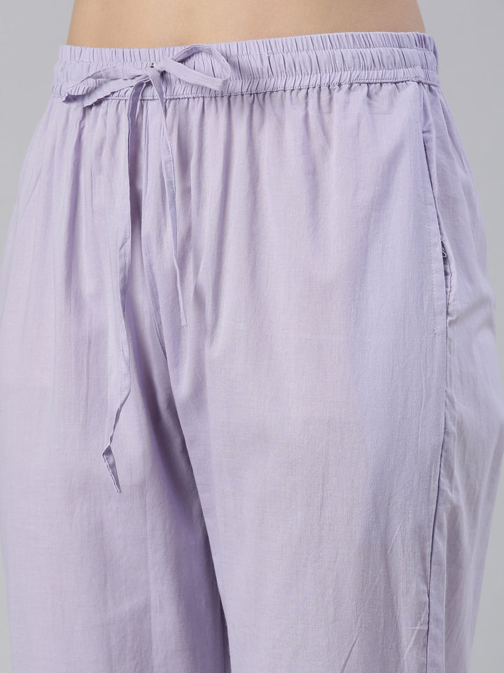Neerus Purple embroidered kurta set with trouser and dupatta - detail view 3