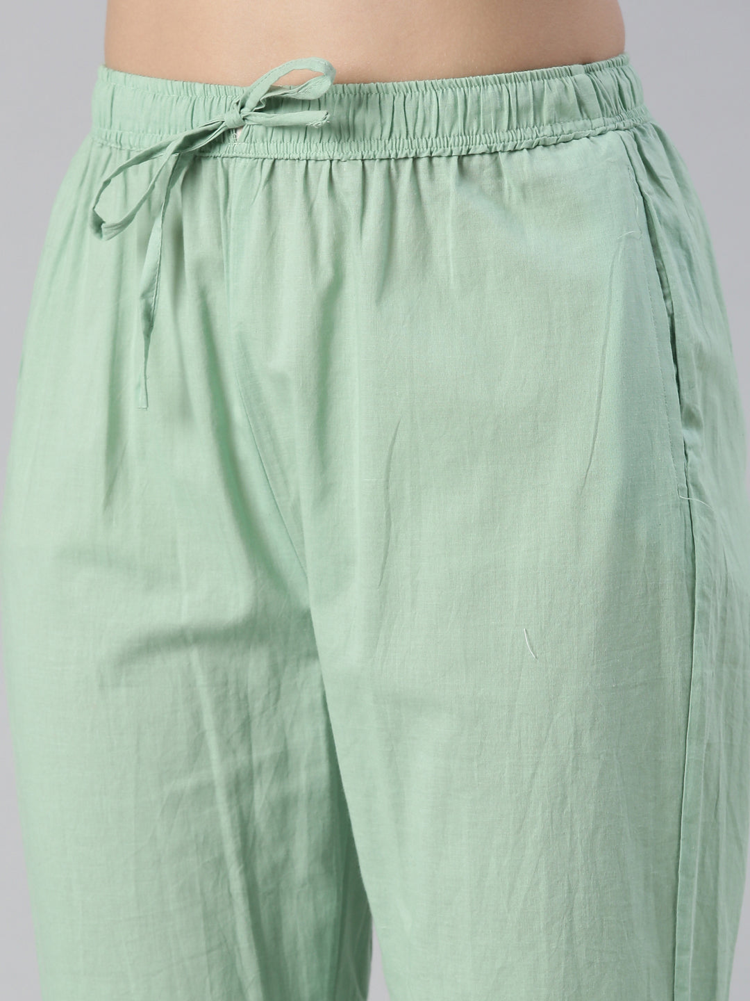 Neerus Green embroidered kurta set with trouser and dupatta - detail view 3