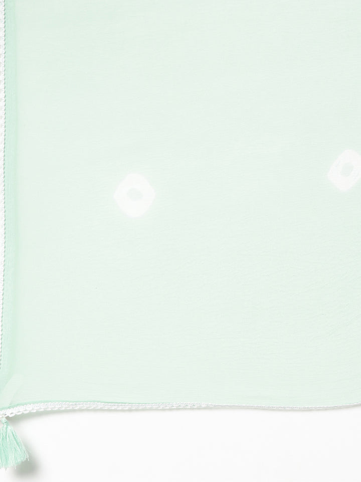 Neerus Green embroidered kurta set with trouser and dupatta - detail view 4