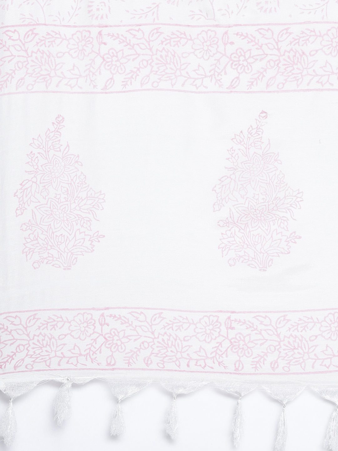 Neerus Pink cotton printed kurta set with trouser and dupatta - detail view 4