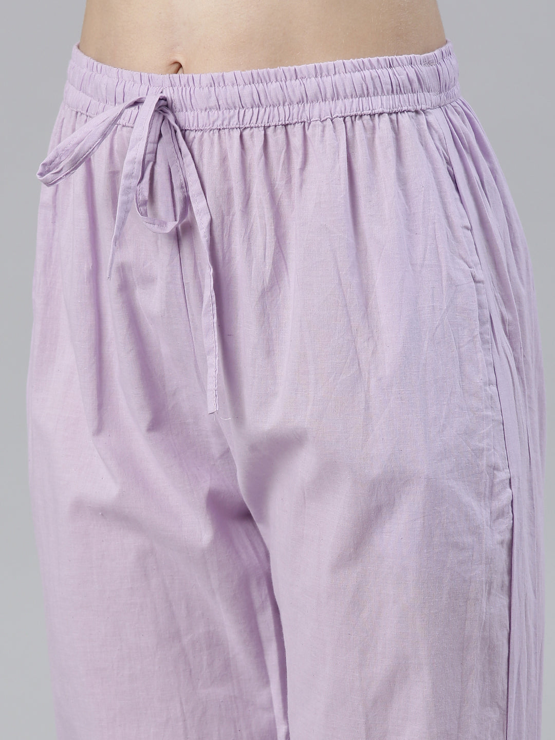Neerus Purple Regular Knee Length Embroidered Kurta Solid Trousers With Dupatta