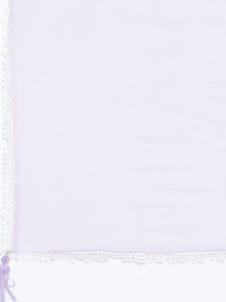 Neerus Purple cotton embroidered kurta set - detail view 4
