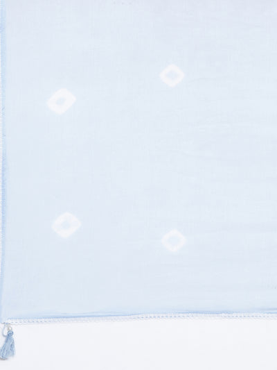 Neerus Blue Regular Knee Length Printed Kurta Solid Trousers With Dupatta